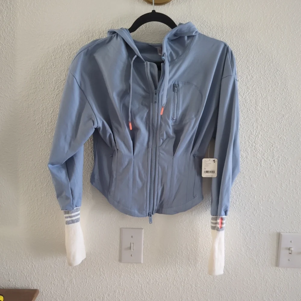 NEW Free People Movement SOCK IT TO ME Layer Corset Hoodie Top in Blue Xs L $148 - Picture 5 of 10